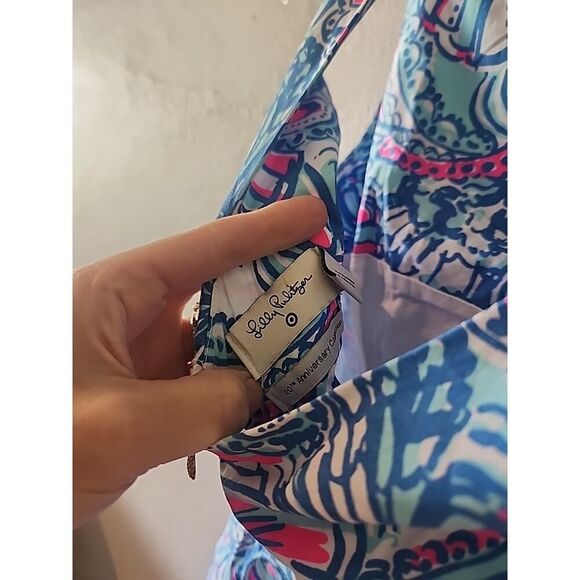 Lilly Pulitzer 20th Anniversary Collection Sleeveless Dress Size 2 Pink Blue - Picture 5 of 5